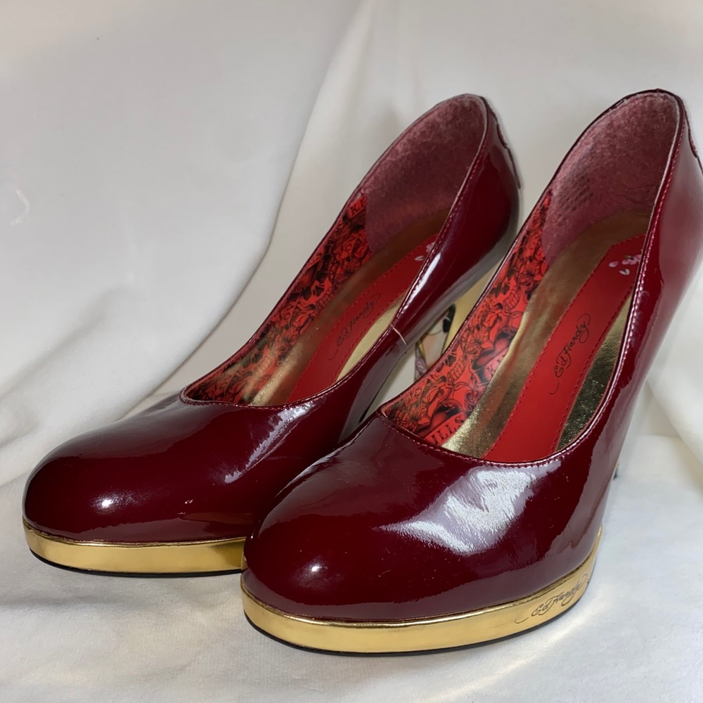 Ed Hardy red/wine heels size 9